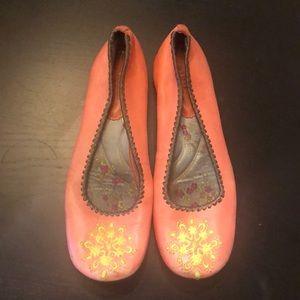 Unique Coral and Yellow Indigo by Clarks Flats